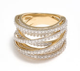 Affinity Sterling Silver Goldclad Diamonds Bold Highway Ring, Size 8